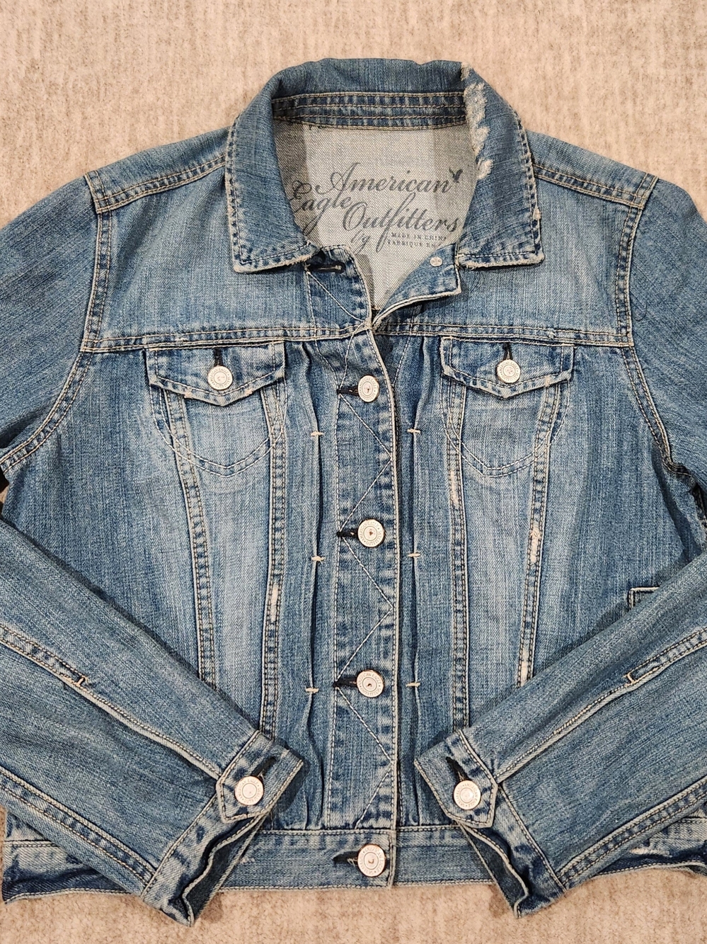 Y2k American Eagle Outfitters Women’s Blue Denim Jacket Size Large